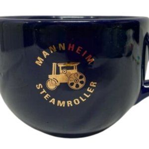Manheim Steamroller Cobalt blue Cup Mug Gold Design